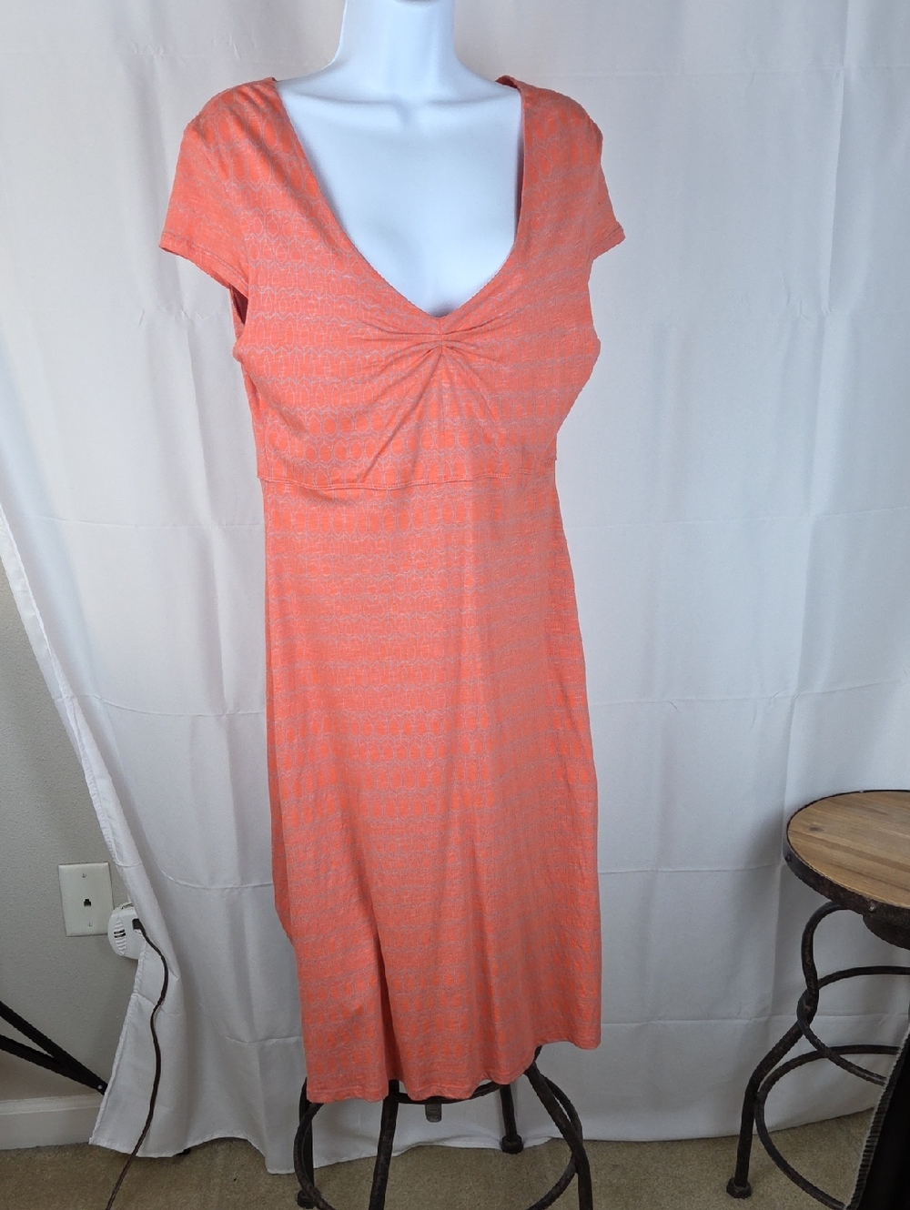 Toad&Co Coral Orange V-Neck Knit Midi Dress
